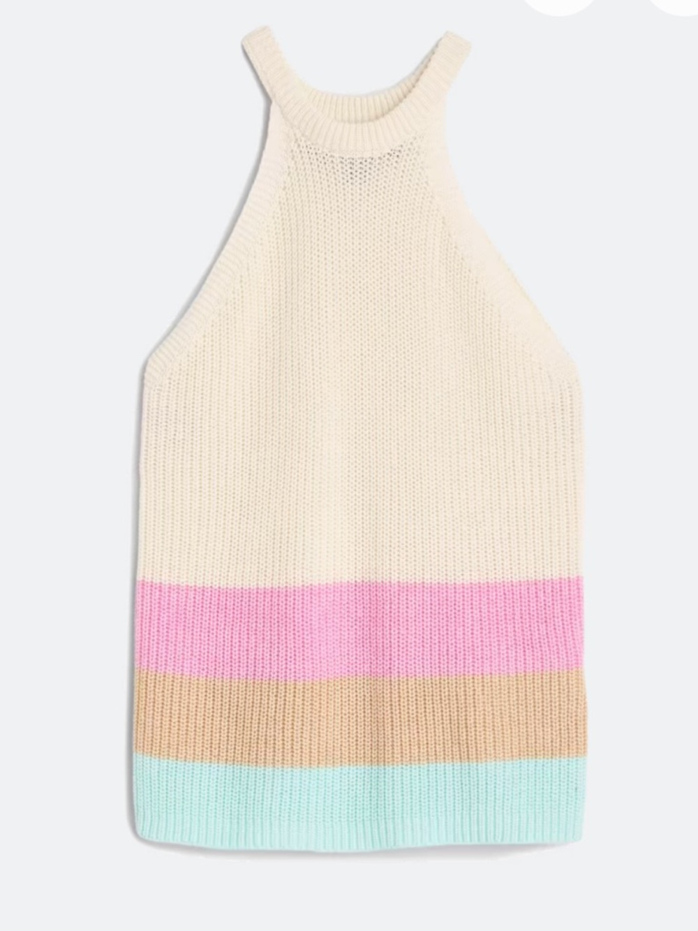 VERO MODA Colorblock Halter Sleeveless Sweater Knit Tank Cream, Pink, Tan Mint-S